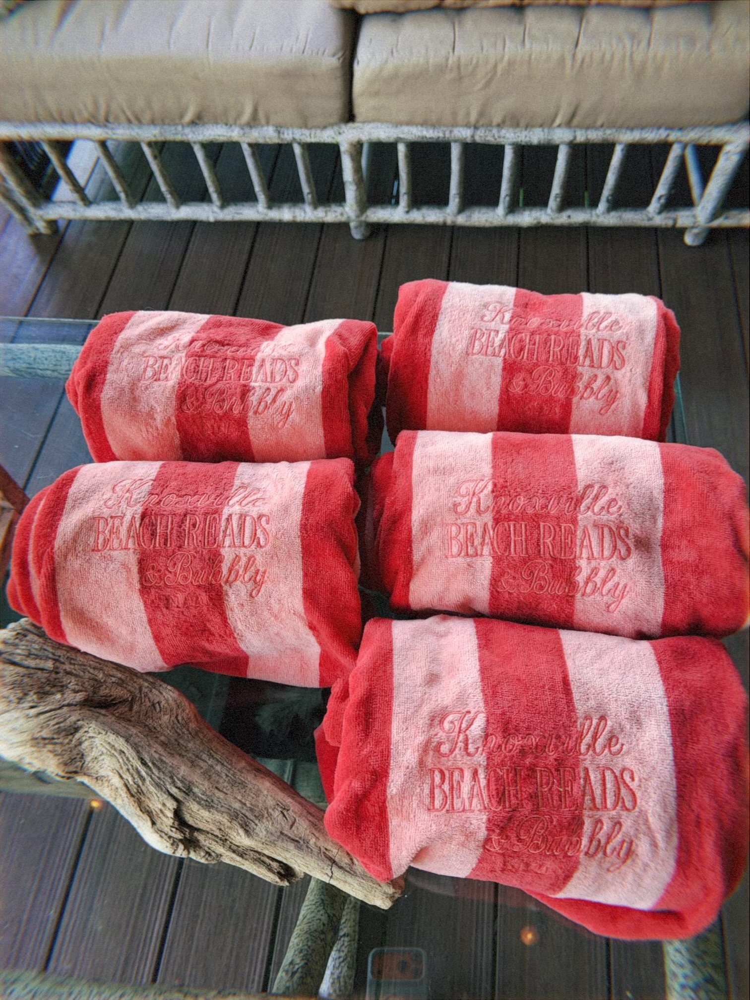 Beach Reads & Bubbly — Striped cabana towels · book club