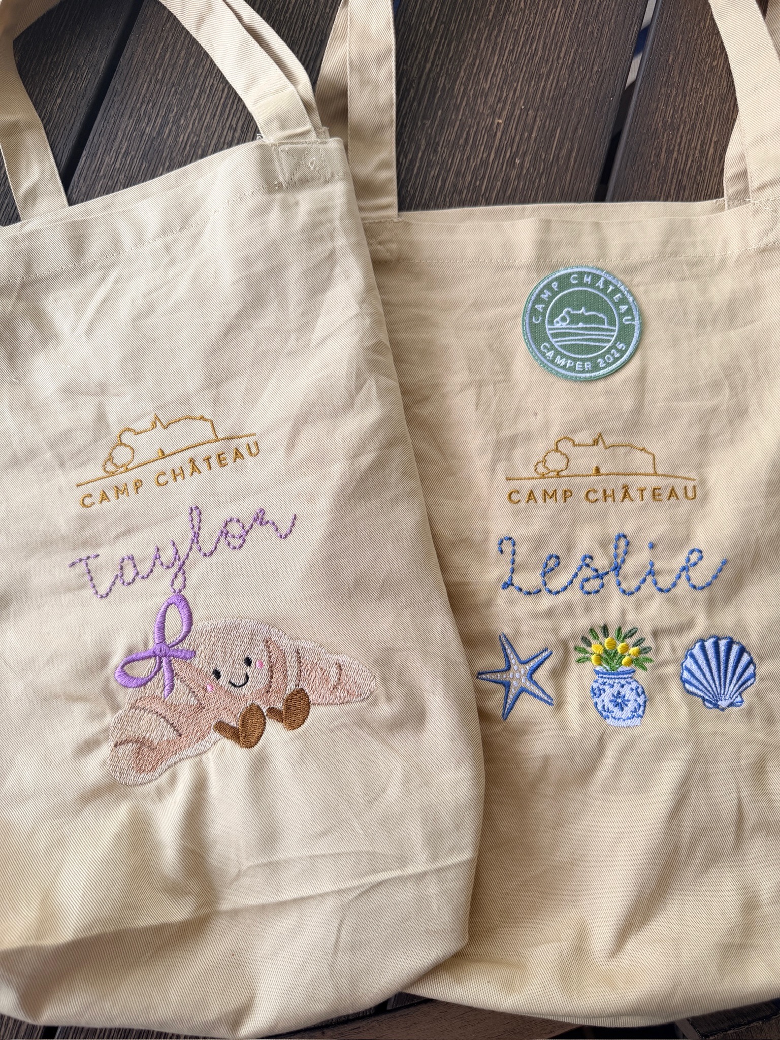 Camp Château Set — Canvas totes · names + motifs